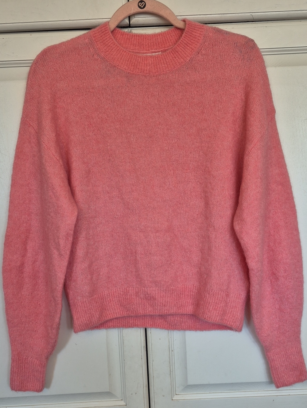 Women's Soft Pink Mohair Wool Crewneck Sweater